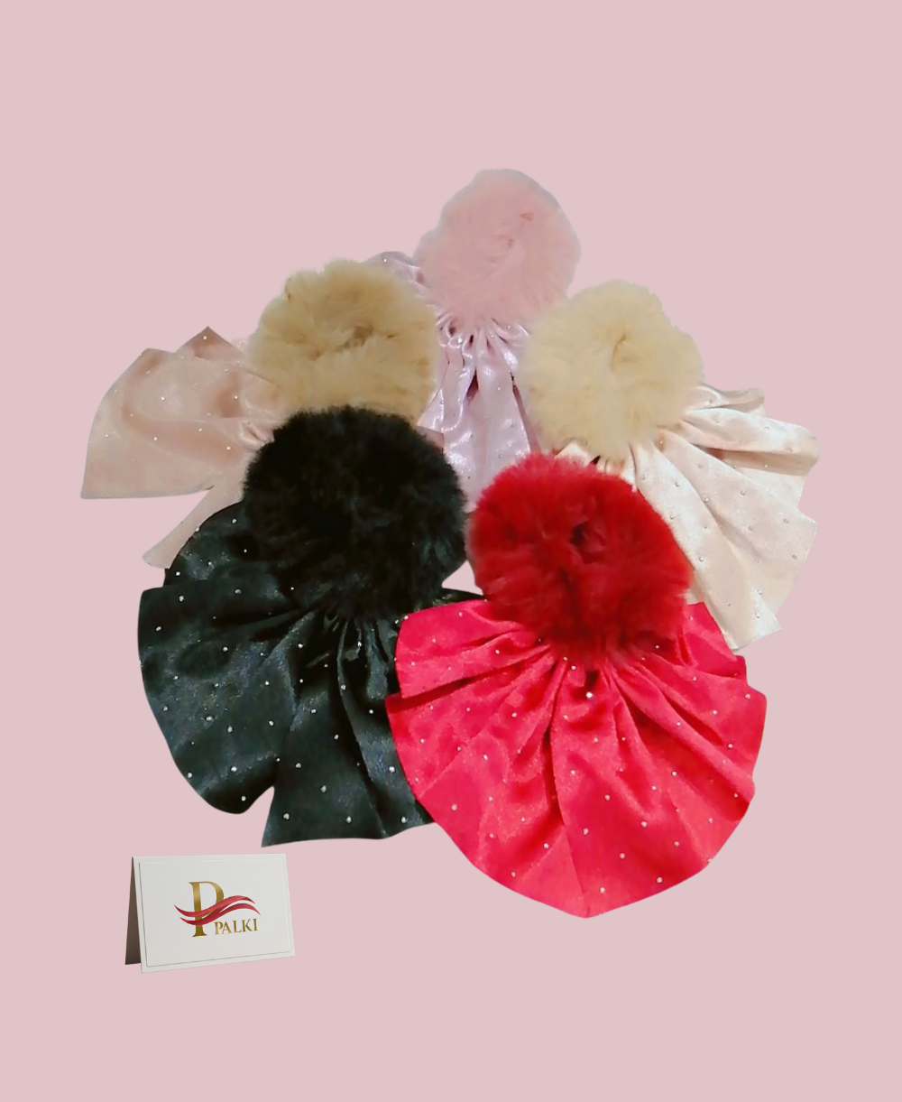 Set of 5 Pom Pom Scrunchies