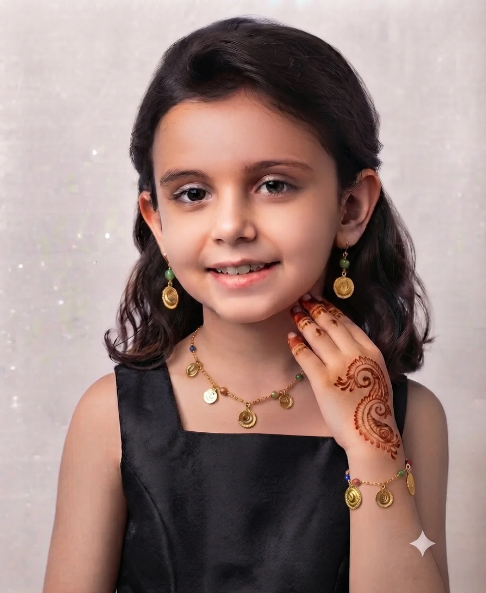 Palki Golden Coin Charm Rainbow Jewellery Set – Colourful Coin Charm Necklace, Bracelet & Earring Set