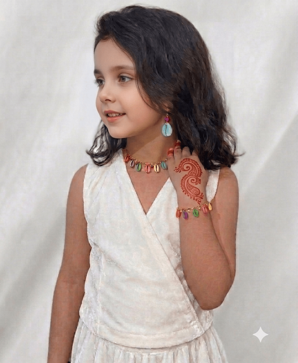 Palki Rainbow Shell Jewellery Set – Colourful 3-Piece Necklace, Bracelet & Earring Set